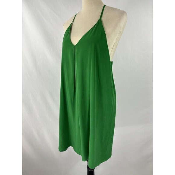 Alice + Olivia Halter Dress Bright Green Large Silk Dopamine Dressing - Picture 9 of 9